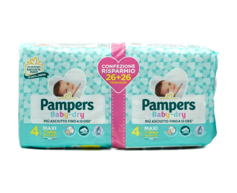 52 PAMPERS BABY DRY  MAXI PACCO DOPPIO
