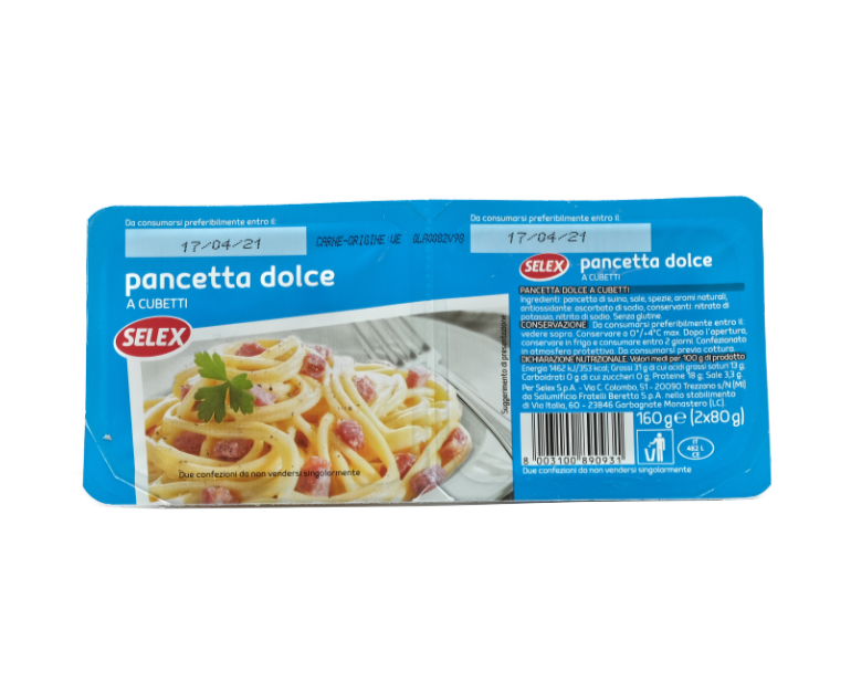 PANCETTA DOLCE CUB. 2X80 SELEX