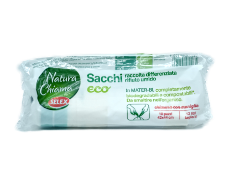 ECO SACCO UMIDO 42X44 C/MANIGLIE SELEX PZ.10 - GodinaPiù: Supermercato,  Ristorante e Gastronomia